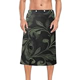 Herren-Duschtuch, Retro, grüne Blätter, schwarz, Frottee, Korallensamt, 152,4 x 71,1 cm, für Herren, Duschtuch, nach der Dusche, Sauna