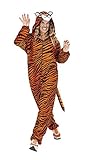 Rubies Tigerkostüm für Erwachsene, Unisex, Einheitsgröße, Jumpsuit mit Kapuze und Schwanz, Original, Karneval, Weihnachten, Geburtstag, Party und Halloween