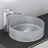 Mai & Mai Waschbecken Glas Aufsatzwaschbecken Glaswaschbecken Handwaschbecken Waschschale Rund Transparent BxTxH 40x40x12 cm Minerva01