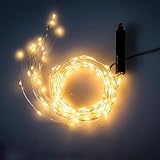 Solar Lichterkette Aussen 1M 100 LED Lichterschweif,8 Modi Wasserfall Solar Lichterkette,Wasserdichte LED Lichterstrang,Kleine Solar LED Lichterkette Outdoor,Wasserdichte Gartendeko für Draußen