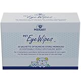 MERAKY Augentücher für Hunde und Katzen, 20 sterile Einwegtücher für Hunde und Katzen, ideal für die sanfte Reinigung mit Aloe, Kamille und Eufrasie, für empfindliche Augen und tägliche Reinigung