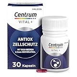 Centrum Vital+ Antiox Zellschutz, Hochwertiger Nährstoffkomplex für Schutz vor oxidativem Stress & Zellregeneration, mit Goji-Beeren, trans-Resveratrol, Vitamin A, Vitamin C, Selen, 30 Kapseln