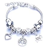 LuLiyLdJ Damenarmband, Edelstahlkettenarmband, mit Perlen und Kristallanhänger (C)