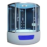 Home Deluxe - Dampfdusche EXCLUSIO - Schwarz, Maße: 130 x 130 x 215 cm - inkl. Radio, Regendusche und komplettem Zubehör I Dampfsauna, Badewanne, Whirlpool, Dusche