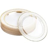 MATANA 20 Premium Plastikteller mit Goldrand, Hartplastik Teller Gold (26cm) - Plastikteller Mehrweg, Kunststoffteller, Partyteller für Hochzeiten, Geburtstage, Partys - Elegantes Party Teller