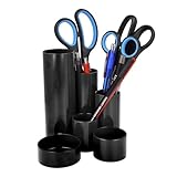 Westcott Stiftehalter Schwarz | Stifteköcher mit 6 runden Fächern als Schreibtisch Organizer | Übersichtliche Aufbewahrung von Stiften und Bürozubehör | E-744577 00