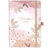 Kalender 2025 - A5 Terminkalender 2025 von Januar bis Dezember, Wochenplaner 2025, Kalender 2025 Buchkalender mit Innentasche, Elastischer Verschluss, 21.3 x 14.7cm - Rosa