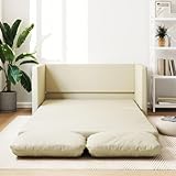 Amorsee Schlafsofa Bodensofa Bed mit Pillow Back Support Armrest Schlafsofa Klappbar 112x174x55 cm Sofabett für Wohnzimmer Schlafzimmer Creme