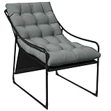 Outsunny Gartensessel Gartenstuhl mit dickem Sitzkissen Garten Loungesessel mit Armlehne, bis 120 kg belastbar, für Garten, Balkon, Grau