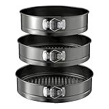 WinGluge 3 Stück Springform, 24/26/28 cm Cake Baking Tin, Runde Backform, Kuchenform Antihaftbeschichtet, Cake Tin Set, Cake Pan Set, Baking Utensils, Removable Base, für Kuchen, Torten
