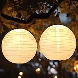 Bawoo Solar Lampions Außen Wetterfest Solar LED Laterne Wasserdicht Warmweiß Hängende Solarbetrieben Gartenlaterne für Garten Terrasse Hof usw (2 Stück 30cm)