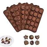 6 Stück Silikon Schokoladenformen 3D Schokolade Silikonform Formen Verschiedene Antihaft Pralinenform Silikon Backform für Backen Schokolade, Süßigkeiten, Gelee, Eiswürfel