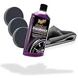 detailmate Reifen Pflegeset für Glanz: Meguiars Reifenpflege Endurance High Gloss 473ml 3er Set Applikatorpads Auftragsschwamm Ø90/22mm + Edgeless GreyLow Mikrofasertuch 380GSM