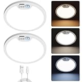 BLNAN 2 Stücke Akku Lampe mit Bewegungsmelder Innen, Aufladbar Deckenlampe mit Bewegungssensor, Dimmbar Deckenleuchte mit Fernbedienung, 3 Farbtemperaturen, Kabellos LED Lampe für Flur Keller Treppe