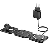 Mag-Safe Ladestation Für iPhone Wireless Charger - 3 in 1 Faltbare Kabelloses Ladegerät Kompatibel mit iPhone 16 15 14 13 12 Pro Max Plus, Travel Charging Station Für Apple Watch & Air Pods