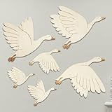 COLOFALLA 6 Stücke Kinderzimmer Deko Schwan Wanddeko Kinderzimmer Boho Stil Wanddeko Set Kinder Basteln Set Holz DIY Boho Deko Schwan Wandtattoo Holz