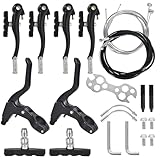 Fahrradbremsen Set - Aluminium Universales V-Brake Fahrrad Bremse Komplettes Kit mit Bremshebel, Bremskabel und Fahrradbremsen Beläge, Universal Bremsen Set für Mountainbikes und Rennräder - Schwarz