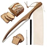 byepica Brotmesser für selbstgemachtes Brot und Baguettes, Holzgriff, inklusive Scheide und Aufbewahrungstasche