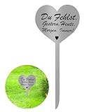 KZXCVS Herz Grabstecker Edelstahl Grabschmuck mit Spruch Du Fehlst. Gestern. Heute. Morgen. Immer! Grabdekoration Wetterfest Grabgestecke Erinnerung Gedenkstätte Grabschmuck Wetterfest Urnengrab 28cm