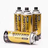Gazcamp EXGAS, Gaskartusche, Gaskartuschen, Butan, MSF-1a Bajonett Ventil, 227g, Gaskocher, Campingkocher, Unkrautbrenner, Universaldruckgasdose, Camping, BBQ, Heimwerken, DIY (4 Kartuschen)