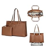 BAGOK Laptoptasche Damen 15,6 Zoll, Handtasche Damen Groß Shopper Tasche,leichte PU-Leder-Schultertasche & Aktentasche mit extra gepolstertem Laptopfach – für Büro Business Uni Schule