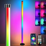 Rosnek LED Stehlampe Wohnzimmer, 150cm RGB Stehlampe Dimmbar mit Fernbedienung und APP, 16 Millionen Farben, Musikmodi, DIY-Modus & Timing -Funktion für Schlafzimmer, Spielzimmer, Büro, Lesesaal