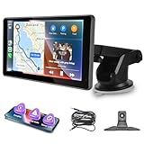 Hodozzy Autoradio Tragbarer Touchscreen Wireless Carplay Android Auto Dual Bluetooth Bildschirm Auto, 7 Zoll Display Extern Dashboard Konsole Auto Stereo Carplay GPS Navi mit Mirror Link FM/AUX