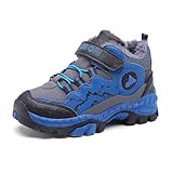 Qciplr Kinder Outdoor Winterschuhe Warm Gefüttert Winterstiefel, Wanderschuhe Jungen Mädchen Trekkingschuhe Schneestiefel Bergschuhe Kinder Kinderschuhe Atmungsaktiv Freizeitschuhe Blau 40EU