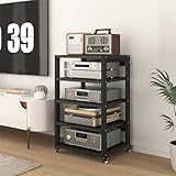 Robuster 5-stöckiger beweglicher Medienständer mit Stahlablage, KTV Entertainment, Stereo-Aufbewahrungsschrank für CD-Player und Audio-/Video-Komponenten, Heim-Nization-Lösung (50 x 40 x 90 cm)