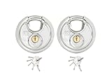 Zarker G70 Vorhängeschlösser, gleichschließend, robustes Edelstahl-Diskusschloss, 70 mm Edelstahlkörper und Bügel, 10 Schlüssel, Garage, Lager, Outdoor, 2 Stück