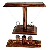 DIIQII Ring Toss Game, Holz Tischplatte Hook Ringwurfspiel Kinder, Premium Party Wurfspiele Spiel für Family Fun Indoor/Outdoor Game (25cm Median)