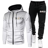 DUHENWU Herren Trainingsanzug 2 Teilig Set Sweatshirt Und Jogginghose Jogginganzug Jacke Trainingshose Sportanzug Fleece Warm Freizeitanzug Fußball Sporthose Für Gym Atmungsaktiv Hausanzug
