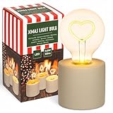 MIJOMA LED Tischlampe mit Motiv-Leuchtmittel – Stimmungslicht mit Betonfuß – batteriebetrieben – Dekoleuchte für Innen – 8,5x16 cm – warmweißes Licht (Herz)