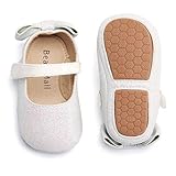 Bear Mall Babyschuhe für Mädchen, weiche Sohle, Kleinkinder, Ballerinas, Lauflernschuhe, Giltter White, 6-9 Monate