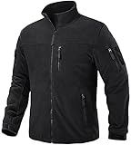 TACVASEN Herren Fleecejacke Military Fleece Army Jacket Warm Jacke Winter für Outdoor (XL, Schwarz)