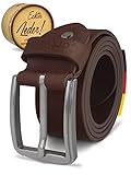 Cartvelli Herren Ledergürtel Braun 120cm Made in Germany - 40mm Echt-Leder Gürtel Schnalle Silber Herrengürtel Vollleder Jeansgürtel BS19b-120