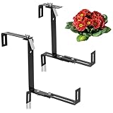 com-four® 2X Premium Blumenkastenhalter für Balkon-Brüstungen und Geländer - Flexible Befestigung aus rostfreiem Edelstahl für Pflanzkästen - 2-Fach verstellbar - kein Bohren (2X anthrazit)