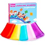 Cikyner Jongliertücher, 5 Stück Bunte Chiffontücher 60x60cm Tanztücher Chiffontücher für Tanzen Kindergarten Tücher Gymnastiktücher für Indoor & Garten Tanzen, Jonglieren, Sensorisches für Kinder