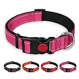 Reflektierendes Nylon-Hundehalsband, verstellbare Haustierhalsbänder mit Sicherheitsschnalle, Schnellverschluss-Schnalle, verstellbare Leine, Haustier-Sicherheitshalsbänder für Hunde (Rosenrot, S)