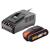 Orignal WORX WA3601 PowerShare Akku mit Ladegerät Set - 20V 2000mAh Li-Ion Akkubatterie & Akku Ladestation - Akku für alle WORX Elektro- & Gartengeräte