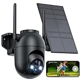 VIMKIM Überwachungskamera Aussen Akku WLAN Solarpanel: 360 Grad WiFi Camera Outdoor Wireless Bewegungsmelder Alarm AußEnkamera Kabellos Home Security Monitor Kabellos IP66