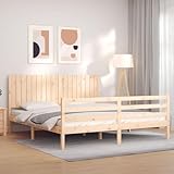LAPOOH Massivholzbett mit Kopfteil, Bettgestell, Jugendbett, Schlafzimmer Bett, Bed Frame - 3194781