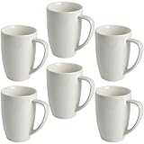 homEdge Porzellanbecher-Set, 340 ml, für Tee, Latte, Mokka, heiße Schokolade, Weiß, 6 Stück