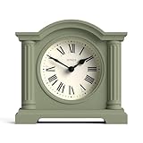 JONES CLOCKS® Kensington Kaminuhr | Klassische Uhr mit gewölbtem Oberteil | Salbeigrün | Stilvoll & modern | Ideal für Schreibtisch, Kaminsims, Bücherregal oder Nachttisch