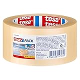tesapack Ultra Strong - PVC-Klebebänder für festes Verpacken und sicheres Bündeln - Transparent - 66 m x 50 mm
