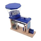 TOYANDONA Holz Flugzeugbahn Interaktives Flughafen Terminal Modell Kreatives Lernspielzeug für Feinmotorik und Logisches Denken