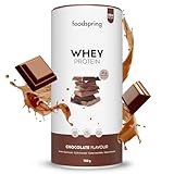 foodspring - Whey Protein Pulver Schokolade – Mit 21g Eiweiß zum Muskelaufbau, perfekte Löslichkeit, ultrafiltriert, reich an BCAAs & EAAs – vollmundiger & leckerer Geschmack (750g)