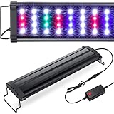 AQQA Aquarienbeleuchtung, Aquarium Beleuchtung mit Erweiterbarer Halterung, Einstellbare Helligkeit und 3 Lichtmodi für Wasserpflanzen (31W)