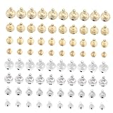 Sewroro 80 Stück Teiliges Mini DIY Haustierglöckchen Offene Mundform Glitzernd Mattiertes Messing Zarte Glockenanhänger Gold und Silber für Halsband Schmuck und Bastelprojekte