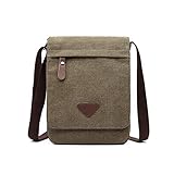 FANDARE Retro Umhängetasche Herren Segeltuch Arbeitstasche Damen Messenger Bag Schultertasche Herrentasche zum Umhängen für Reise Schule Hochschule Arbeit Outdoor Schulranzen Grün